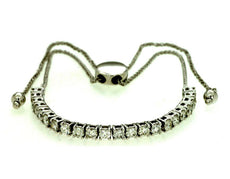 1.0CT DIAMOND 14KT WHITE GOLD SEMI ETERNITY FLEXIBLE ADJUSTABLE TENNIS BRACELET