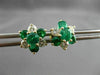 ESTATE 2.0CT DIAMOND & EMERALD 14KT YELLOW GOLD 3D FLOWER CLUSTER EARRINGS 24555