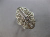 ANTIQUE LARGE .85CT DIAMOND 14KT WHITE GOLD 3D FILIGREE FLORAL FUN RING #28141