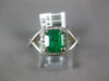 WIDE 1.14CT DIAMOND & AAA EMERALD 14KT WHITE GOLD 3D SQUARE HALO ENGAGEMENT RING