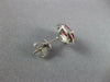 ESTATE 2.41CT DIAMOND & AAA RUBY 14KT WHITE GOLD 3D OVAL & ROUND STUD EARRINGS