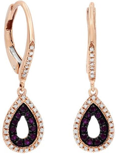2.27CT DIAMOND & AAA PINK SAPPHIRE 14KT ROSE GOLD 3D LEVERBACK HANGING EARRINGS