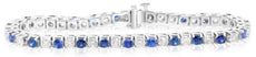 7CT DIAMOND & AAA SAPPHIRE 14K WHITE GOLD SQUARE DESIGN ETERNITY TENNIS BRACELET
