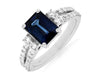 2.5CT DIAMOND & AAA SAPPHIRE 14KT WHITE GOLD EMERALD CUT & ROUND ENGAGEMENT RING