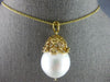 LARGE .10CT DIAMOND & AAA SOUTH SEA PEARL 18KT YELLOW GOLD MULTI FLOWER PENDANT