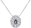 1.48CT DIAMOND & AAA SAPPHIRE 14KT WHITE GOLD 3D MULTI LEAF OVAL LOVE NECKLACE