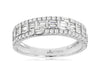 ESTATE .75CT DIAMOND 14KT WHITE GOLD 3D ROUND & BAGUETTE 4 ROW ANNIVERSARY RING