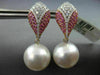 LARGE 1.46CT DIAMOND & PINK SAPPHIRE SOUTH SEA PEARL 14K WHITE GOLD 3D EARRINGS