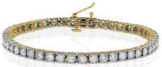 4.03CT DIAMOND 14KT 2 TONE GOLD 3D ROUND CLASSIC ETERNITY CUFF TENNIS BRACELET