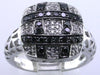 .55CT WHITE & BLACK DIAMOND 14KT WHITE GOLD 3D SQUARE CHECKER FILIGREE FUN RING