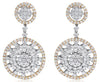LARGE 7.14CT DIAMOND 18KT ROSE & WHITE GOLD 3D FLOWER SNOWFLAKE HANGING EARRINGS