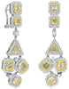 EXTRA LARGE 7.01CT WHITE & FANCY YELLOW DIAMOND 18K 2 TONE GOLD 3D HALO EARRINGS