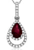 .58CT DIAMOND & AAA RUBY 14KT WHITE GOLD PEAR SHAPE & ROUND FUN FLOATING PENDANT