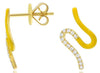 ESTATE .10CT DIAMOND & YELLOW ENAMEL 14KT YELLOW GOLD SWIRL FUN HANGING EARRINGS