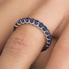 2.53CT AAA SAPPHIRE 14KT WHITE GOLD CLASSIC SHARED PRONG ETERNITY LOVE FUN RING