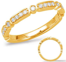 ESTATE .19CT DIAMOND 14K YELLOW GOLD 3D ROUND BEZEL & PRONG RECTANGULAR FUN RING