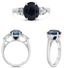 5.62CT DIAMOND & AAA SAPPHIRE PLATINUM 3D OVAL & PEAR SHAPE 3 STONE CLASSIC RING