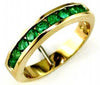 ESTATE .85CT AAA EMERALD 14KT YELLOW GOLD ROUND CHANNEL SEMI ETERNITY FUN RING