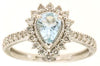 1.05CT DIAMOND & AAA AQUAMARINE 14KT WHITE GOLD PEAR SHAPE HALO ENGAGEMENT RING