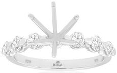 .65CT DIAMOND 14KT WHITE GOLD 3D SHARED PRONG 7 STONE SEMI MOUNT ENGAGEMENT RING