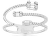 WIDE .36CT DIAMOND 14K WHITE GOLD 3D ROUND & BAGUETTE 3 ROW CRISS CROSS FUN RING
