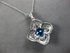 LARGE 2.53CT WHITE & BLACK DIAMOND & BLUE TOPAZ 14KT WHITE GOLD CUSHION PENDANT