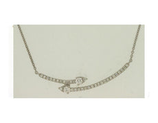 ESTATE .19CT DIAMOND 14KT WHITE GOLD 3D DOUBLE ARROW CRISS CROSS LOVE NECKLACE