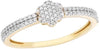 ESTATE .24CT DIAMOND 14K YELLOW GOLD 3D CLASSIC ROUND PAVE FLOWER 2 ROW FUN RING