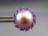 LARGE 1.81CT AAA AMETHYST & PINK SOUTH SEA PEARL 14KT WHITE GOLD STUD EARRINGS