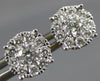 LARGE 1.0CT DIAMOND 14KT 2 TONE GOLD ROUND SOLITAIRE HALO CLUSTER STUD EARRINGS