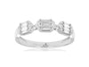 ESTATE .40CT DIAMOND 14KT WHITE GOLD ROUND & BAGUETTE CLUSTER HEXAGON FUN RING
