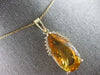 LARGE 10.10CT DIAMOND & AAA YELLOW TOPAZ 14KT YELLOW GOLD 3D TEAR DROP PENDANT