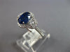 2.2CT DIAMOND & AAA SAPPHIRE 18K WHITE GOLD 3D OVAL 3 STONE HALO ENGAGEMENT RING