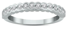 .37CT DIAMOND 14KT WHITE GOLD ROUND CLASSIC BEZEL SEMI ETERNITY ANNIVERSARY RING