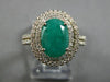 3.70CT DIAMOND & AAA EMERALD 14K WHITE GOLD 3D OVAL & ROUND HALO ENGAGEMENT RING