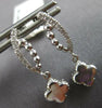 ESTATE .14CT DIAMOND 14KT WHITE GOLD 3D FOUR LEAF CLOVER FUN HANGING EARRINGS