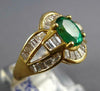 ESTATE LARGE 2.16CT DIAMOND & AAA EMERALD 18K YELLOW GOLD FLOWER ENGAGEMENT RING