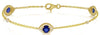 1.73CT DIAMOND & AAA SAPPHIRE 14KT YELLOW GOLD EVIL EYE BY THE YARD FUN BRACELET