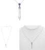 .34CT DIAMOND & AAA SAPPHIRE 14KT WHITE GOLD 3D PEAR SHAPE & ROUND LOVE NECKLACE
