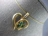 ESTATE .37CT DIAMOND & AAA EMERALD 14KT YELLOW GOLD HEART SHAPE FLOATING PENDANT