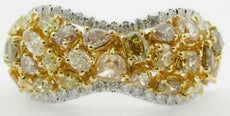 4.24CT MULTI COLOR DIAMOND 18KT 2 TONE GOLD 3D MULTI SHAPE INFINITY CLUSTER RING