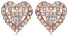 .21CT DIAMOND 14KT ROSE GOLD 3D ROUND & BAGUETTE HEART SHAPE LOVE STUD EARRINGS