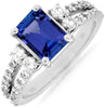 2.30CT DIAMOND & AAA TANZANITE 14KT WHITE GOLD EMERALD CUT & ROUND CLASSIC RING