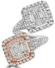 EXTRA LARGE 4.38CT DIAMOND 18K WHITE ROSE GOLD ROUND & BAGUETTE CRISS CROSS RING