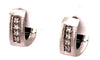 ESTATE .06CT DIAMOND 18KT WHITE GOLD 4 STONE HUGGIE MATTE HOOP HANGING EARRINGS