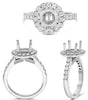 .76CT DIAMOND 14KT WHITE GOLD 3D ROUND FLORAL 4 PRONG SEMI MOUNT ENGAGEMENT RING