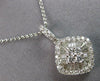 ESTATE 1CT DIAMOND 18K WHITE GOLD ROUND & BAGUETTE CLUSTER FUN FLOATING PENDANT