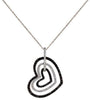 .85CT WHITE & BLACK DIAMOND 14KT WHITE GOLD 3D MULTI HEART LOVE FLOATING PENDANT