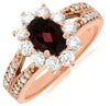1.84CT DIAMOND & AAA RHODOLITE 14KT ROSE GOLD OVAL & ROUND FRIENDSHIP LOVE RING