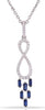 .44CT DIAMOND & AAA SAPPHIRE 14K WHITE GOLD 3D ROUND & BAGUETTE FLOATING PENDANT